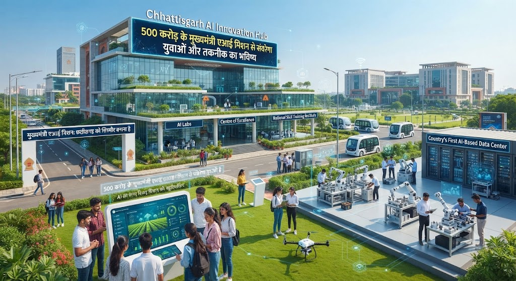 एआई क्षेत्र में नई उड़ान भरने को तैयार छत्तीसगढ़ 500 करोड़ के मुख्यमंत्री एआई मिशन से संवरेगा युवाओं और तकनीक का भविष्य।